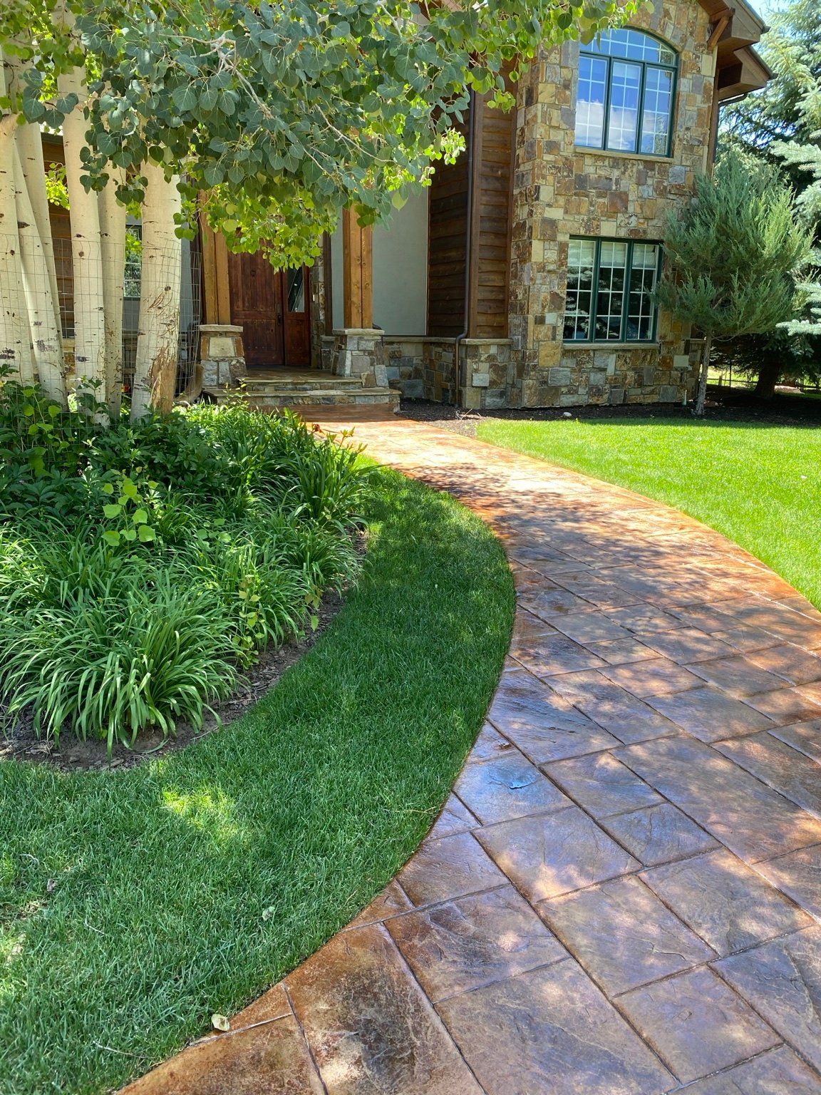 Stamped concrete walkway